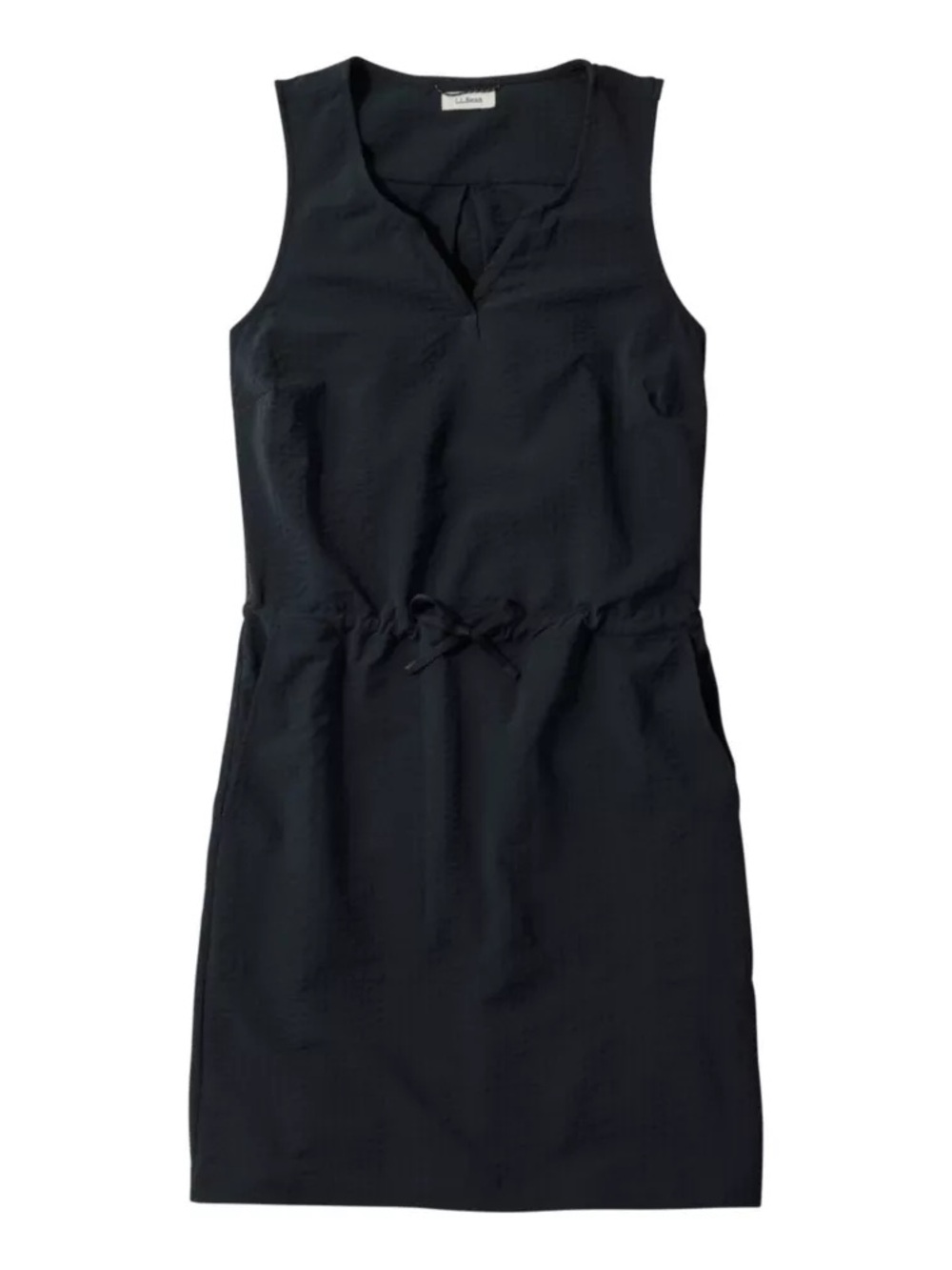 L.L. Bean VentureStretch Seersucker Black Dress Large